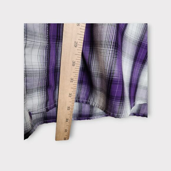 Dixxon 65 Roses Purple Plaid Short Sleeve Button Down Shirt Men's 3X - Picture 8 of 9